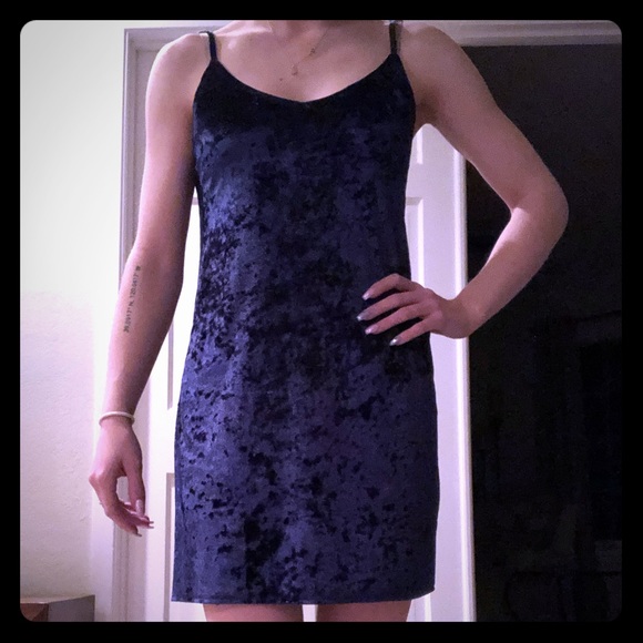 navy blue velvet mini dress